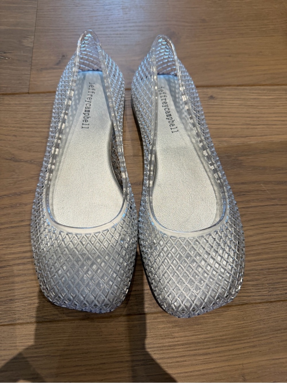 Jeffrey Campbell Clear Silver Mesh Ballet Flats